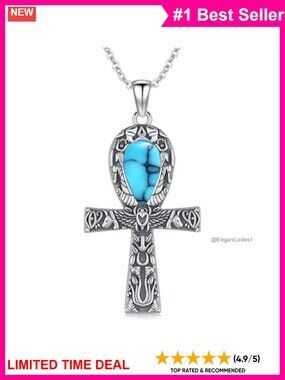 925 Sterling Silver Ankh Cross Pendant Necklace Egyptian Amulet Jewelry Gift